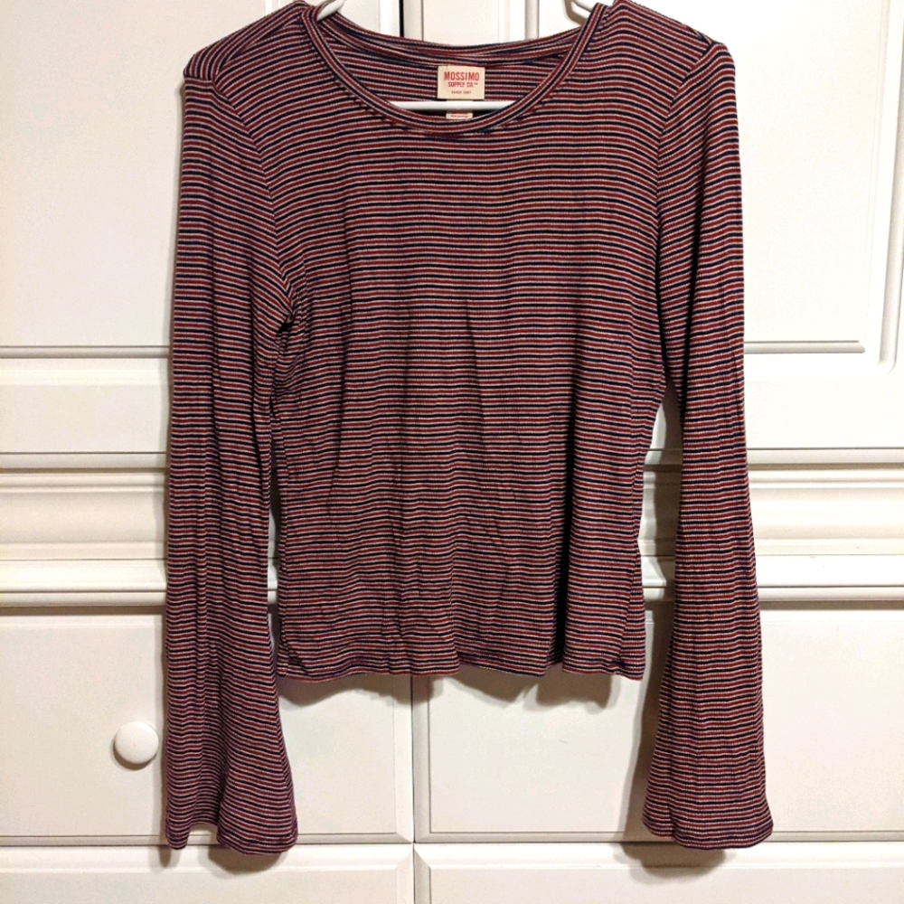 Striped Flare Sleeve Tshirt